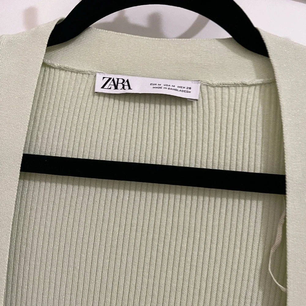 Zara Women's Light Cream/green Sweater cardigan - Picture 3 of 5